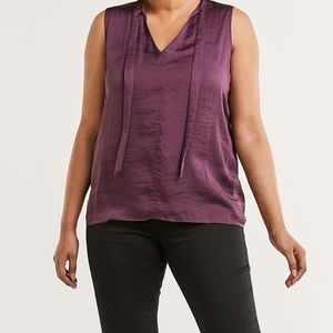 Sleeveless Bow Neck Mix Media Top